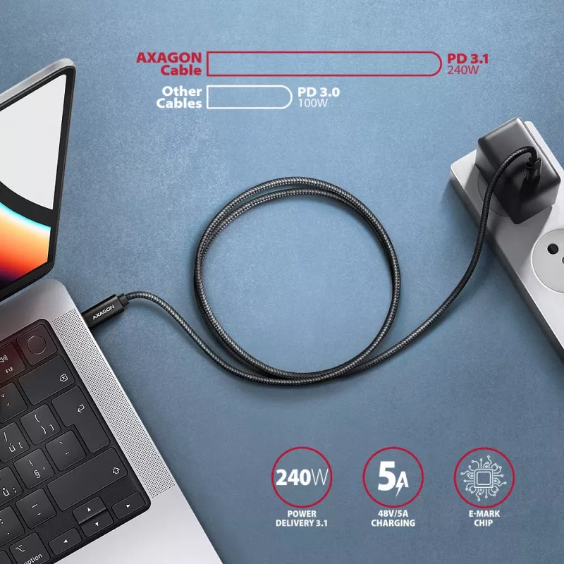 USB kabelis Axagon BUCM4X-CM10AB USB4 Gen 3x2 1m Juodas