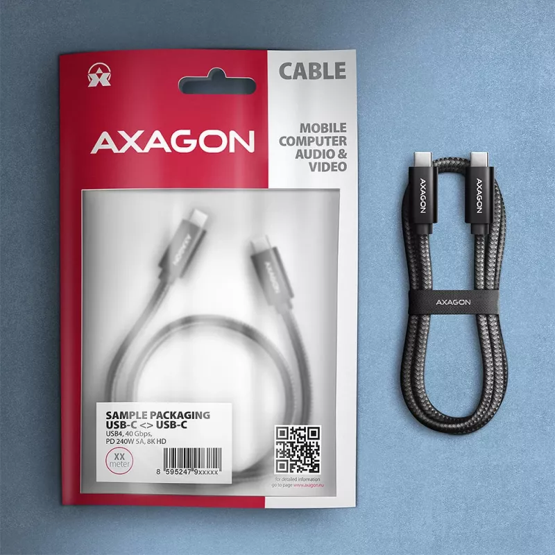 USB kabelis Axagon BUCM4X-CM10AB USB4 Gen 3x2 1m Juodas