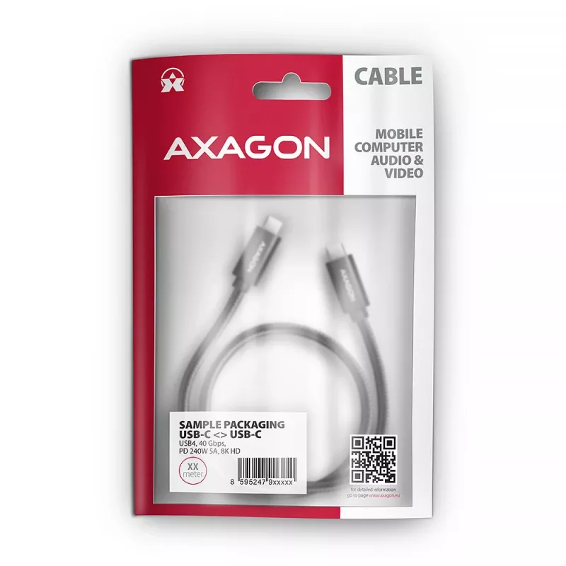 USB kabelis Axagon BUCM4X-CM10AB USB4 Gen 3x2 1m Juodas