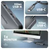 USB-C 5Gbps šakotuvas Axagon HMC-5H8K 2x USB-A, USB-C, HDMI 8k/30Hz, PD 100W, kabelis USB-C, pilkas
