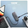 USB-C 5Gbps šakotuvas Axagon HMC-5H8K 2x USB-A, USB-C, HDMI 8k/30Hz, PD 100W, kabelis USB-C, pilkas