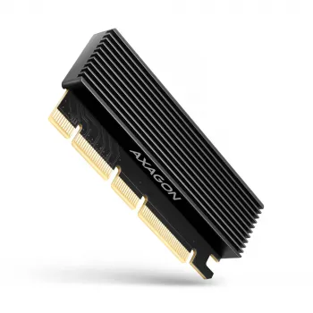 Axagon PCEM2-XS PCIe x16 adapteris M.2 NVMe M-key lizdui su pasyviu aliumininiu radiatoriumi
