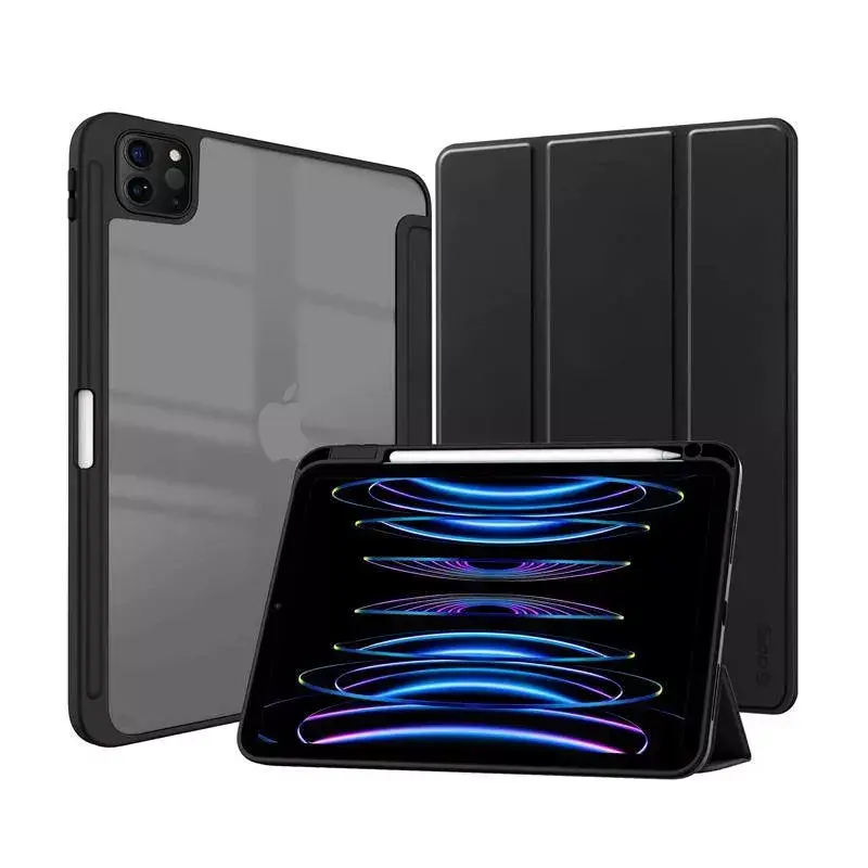 Dėklas Folio Crong CRG-PRF-IPD11-BLK, skaidrus, skirtas iPad Pro 11 2022/2021