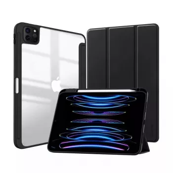 Dėklas Folio Crong CRG-PRF-IPD11-BLK, skaidrus, skirtas iPad Pro 11 2022/2021