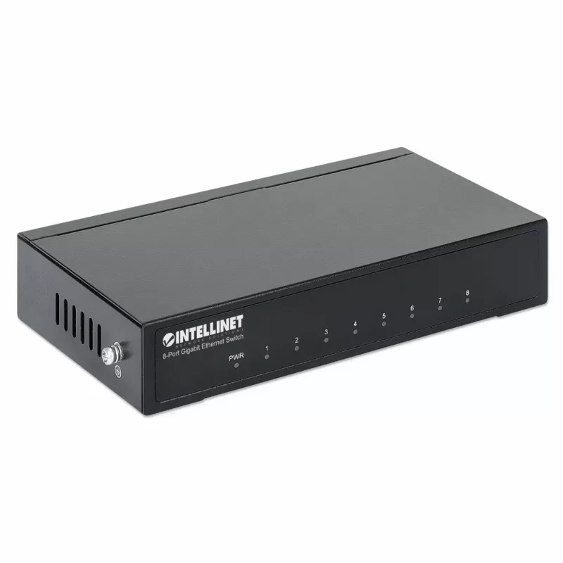 Intellinet 8 prievadų Gigabit Ethernet tinklo jungiklis, stalinis, metalinis korpusas, IEEE 802.3az