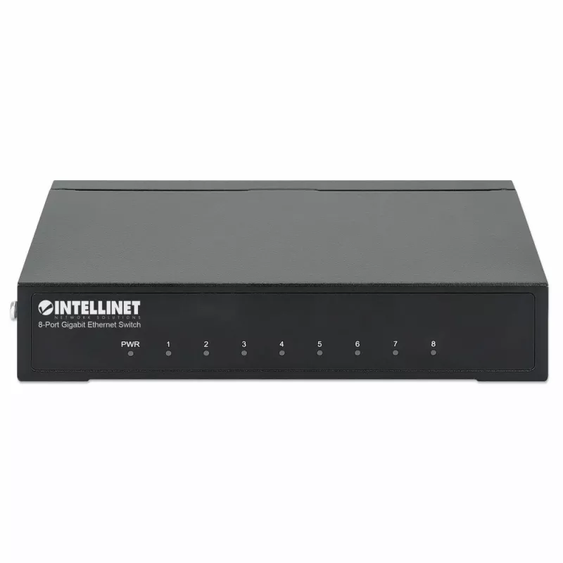 Intellinet 8 prievadų Gigabit Ethernet tinklo jungiklis, stalinis, metalinis korpusas, IEEE 802.3az