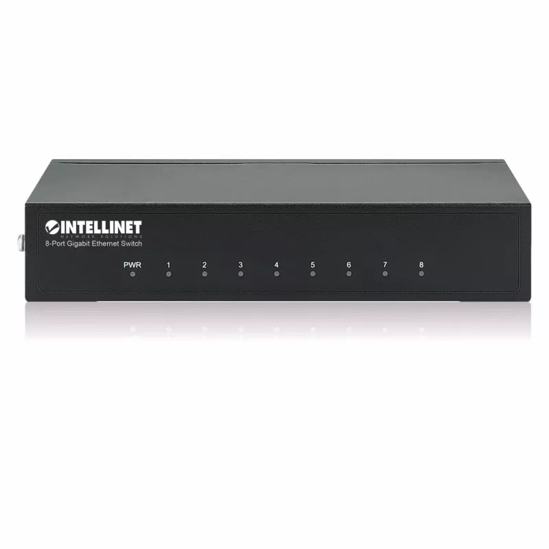Intellinet 8 prievadų Gigabit Ethernet tinklo jungiklis, stalinis, metalinis korpusas, IEEE 802.3az