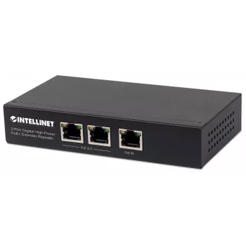 Intellinet 2-Port Gigabit didelės galios PoE+ prailgintuvas kartotuvas, IEEE 802.3at/af, metalinis