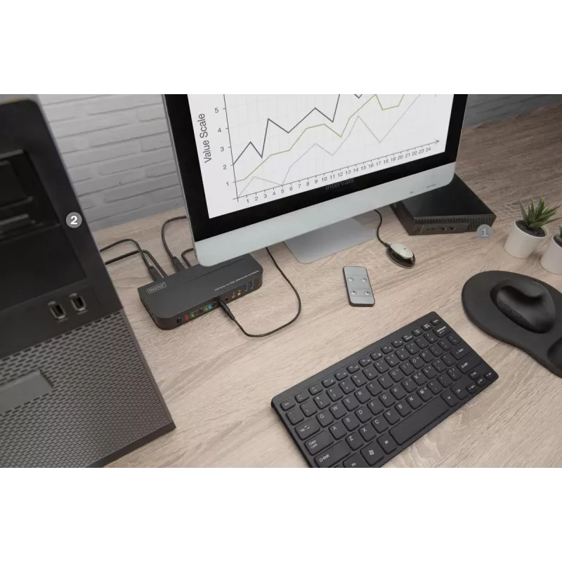 DIGITUS KVM jungiklis 2x1 HDMI, HDMI Out, USB, 4Kx2K@60Hz