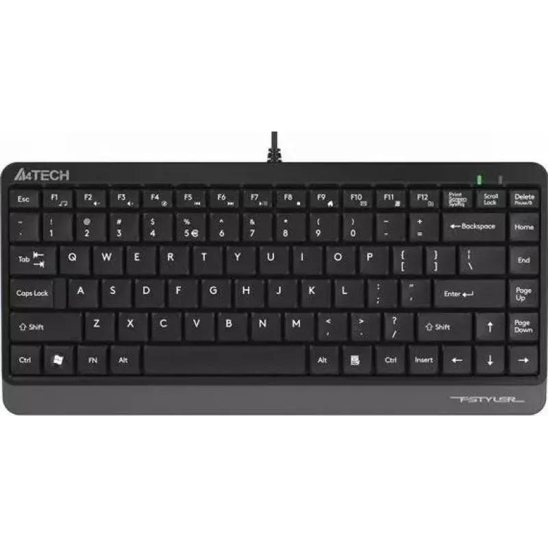 Laidinė USB klaviatūra A4Tech FStyler FK11 – kompaktiškas standartinis išdėstymas, anglų kalba, 12 karštųjų klavišų, riešo atrama, 1,5 m laidas