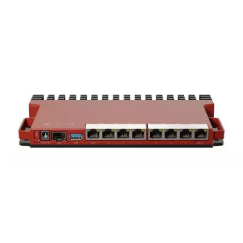 Laidinis maršrutizatorius MikroTik L009UiGS-RM — 8x RJ-45, 2.5 Gigabit Ethernet, 1x SFP, 1x USB, 800 MHz CPU, 512 MB RAM, raudonas