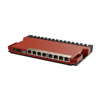 Laidinis maršrutizatorius MikroTik L009UiGS-RM — 8x RJ-45, 2.5 Gigabit Ethernet, 1x SFP, 1x USB, 800 MHz CPU, 512 MB RAM, raudonas