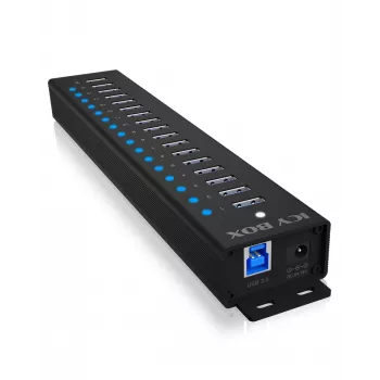 ICY BOX 17 prievadų USB 3.2 Gen 1 koncentratorius, 5 Gbit/s, juodas