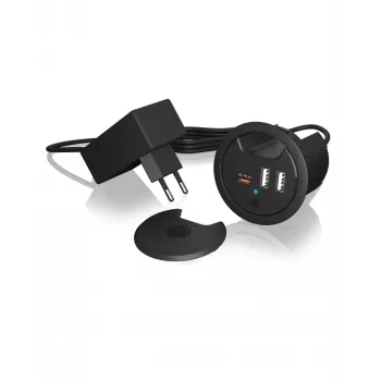 ICY BOX Į stalą montuojamas USB įkroviklis su Power Delivery ir Quick Charge