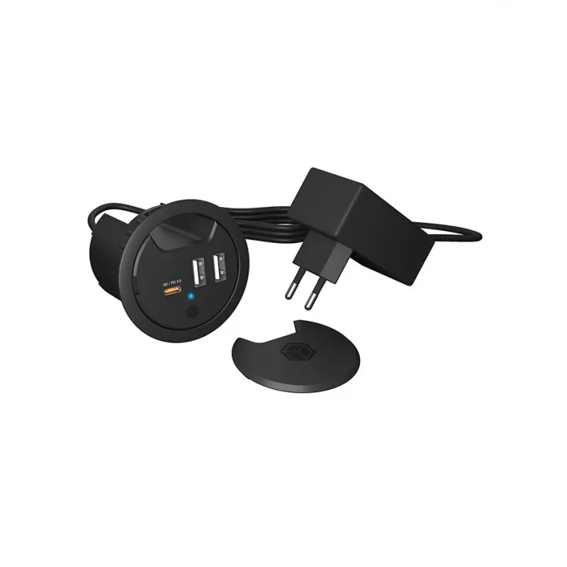 ICY BOX Į stalą montuojamas USB įkroviklis su Power Delivery ir Quick Charge