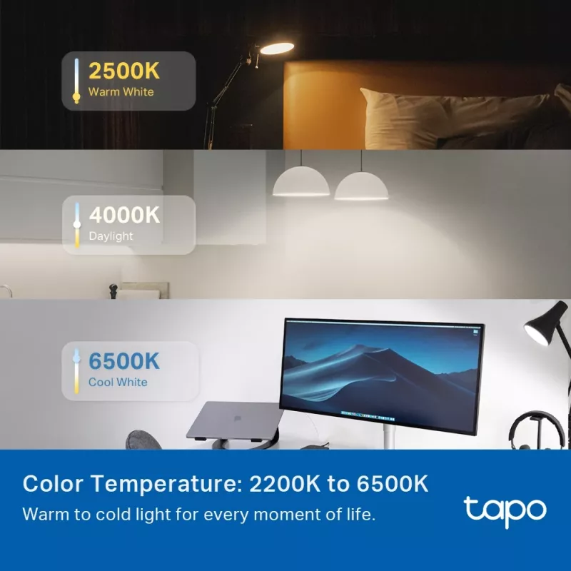 TP-Link Tapo L535E išmanioji lemputė, daugiaspalvė, Matter, 1055 liumenų, Wi-Fi/Bluetooth, balta, LED