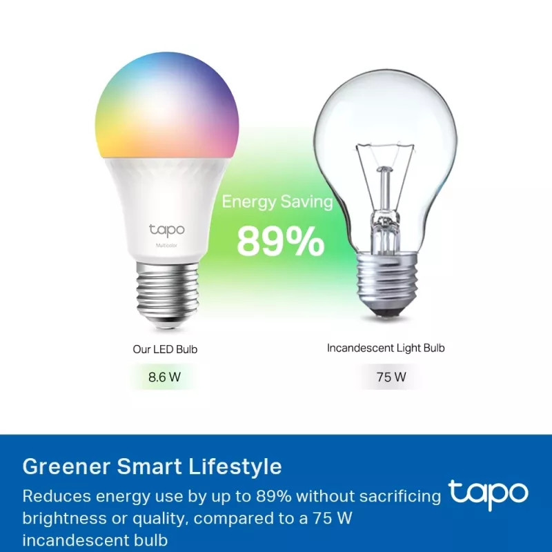 TP-Link Tapo L535E išmanioji lemputė, daugiaspalvė, Matter, 1055 liumenų, Wi-Fi/Bluetooth, balta, LED