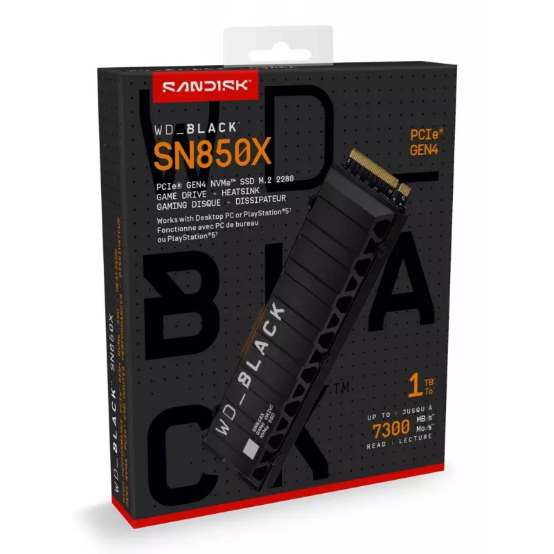 WESTERN DIGITAL SSD WD_BLACK SN850X 1TB PCIe Gen4 x4 M.2 2280 su radiatoriumi