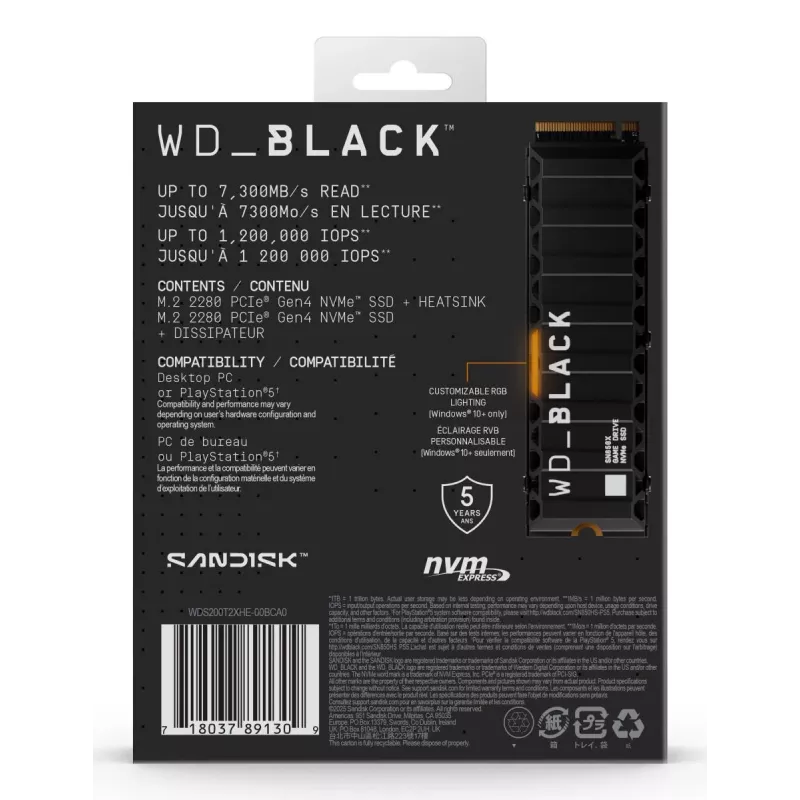 WESTERN DIGITAL SSD WD_BLACK SN850X 2TB PCIe Gen4 x4 M.2 2280 su radiatoriumi