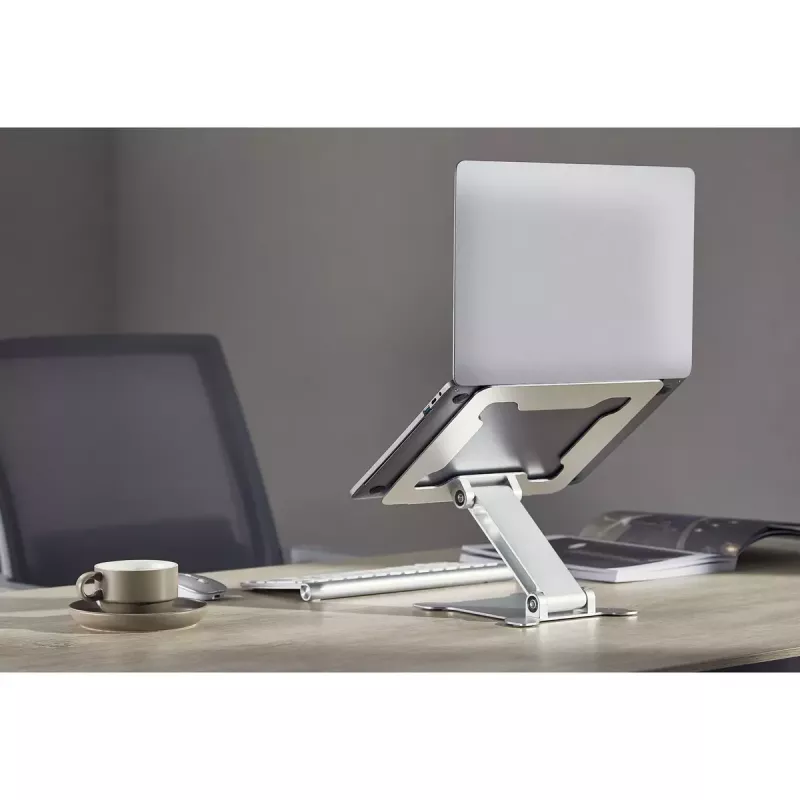 Nešiojamojo kompiuterio stovas Gembird NBS-D1-03 sidabrinis aliuminis iki 39,6 cm (15,6 col.), sulankstomas, aukštis 60 mm, maks. apkrova 5 kg