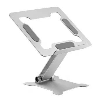 Nešiojamojo kompiuterio stovas Gembird NBS-D1-03 sidabrinis aliuminis iki 39,6 cm (15,6 col.), sulankstomas, aukštis 60 mm, maks. apkrova 5 kg