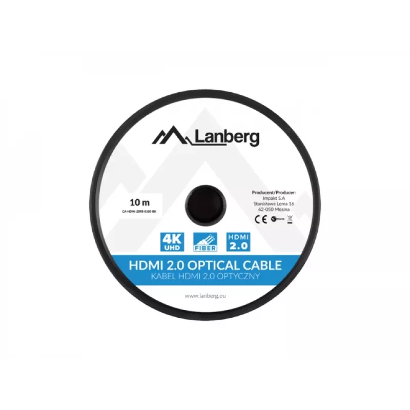LANBERG HDMI kabelis M/m V2.0 optinis AOC - 10m juodas