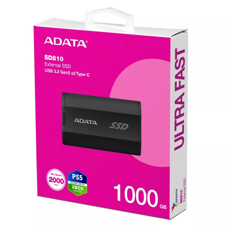 Išorinis SSD ADATA SD810 1 TB (1000 GB) USB 3.2 Gen 2x2, 2000 MB/s, IP68, aliumininis korpusas