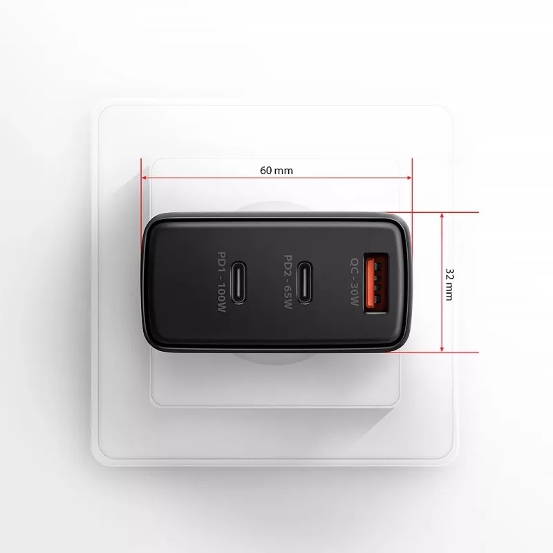 Sieninis įkroviklis Axagon ACU-DPQ100 GaN 100W, 3 išėjimai, PD3.0 / QC4+