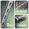 Axagon HMC-10HLS USB-C 9in1 stotelė, 4x USB-A, HDMI 4K/60Hz, RJ-45, SD/microSD, PD 100W