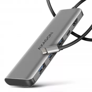 Axagon HMC-5H USB 5Gbps hubas, 3x USB-A, HDMI 4K/30Hz, PD 100W, 100cm USB-C laidas