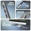 Axagon HMC-5H USB 5Gbps hubas, 3x USB-A, HDMI 4K/30Hz, PD 100W, 100cm USB-C laidas