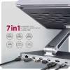 Axagon HMC-STND 7 viename USB-C 5Gbps centras ir aliumininis stovas nešiojamiesiems kompiuteriams su HDMI 4K/60Hz, GLAN, PD ir 3 USB-A prievadais, USB-C kabelis 60 cm