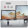 Axagon HMC-STND 7 viename USB-C 5Gbps centras ir aliumininis stovas nešiojamiesiems kompiuteriams su HDMI 4K/60Hz, GLAN, PD ir 3 USB-A prievadais, USB-C kabelis 60 cm