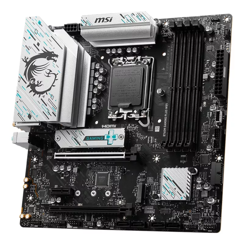 Motininė plokštė MSI B760M GAMING PLUS WIFI – Intel B760, LGA 1700, micro ATX, DDR5, 4 DIMM, Wi‑Fi 6E, 2.5Gb LAN
