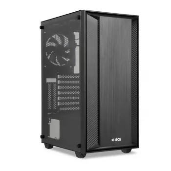 Korpusas IBOX CETUS 906 Midi Tower Juodas — ATX/mATX, 460×210×350 mm, 29 cm GPU, 7 diskai, RGB ventiliatoriai
