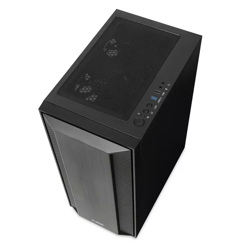 Korpusas IBOX CETUS 906 Midi Tower Juodas — ATX/mATX, 460×210×350 mm, 29 cm GPU, 7 diskai, RGB ventiliatoriai