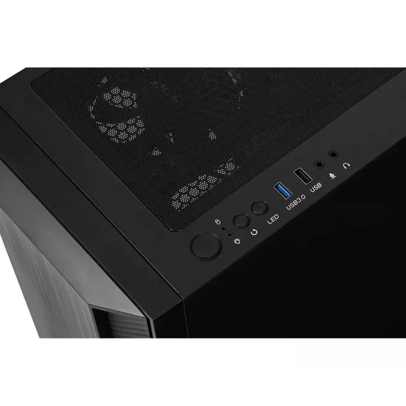 Korpusas IBOX CETUS 906 Midi Tower Juodas — ATX/mATX, 460×210×350 mm, 29 cm GPU, 7 diskai, RGB ventiliatoriai