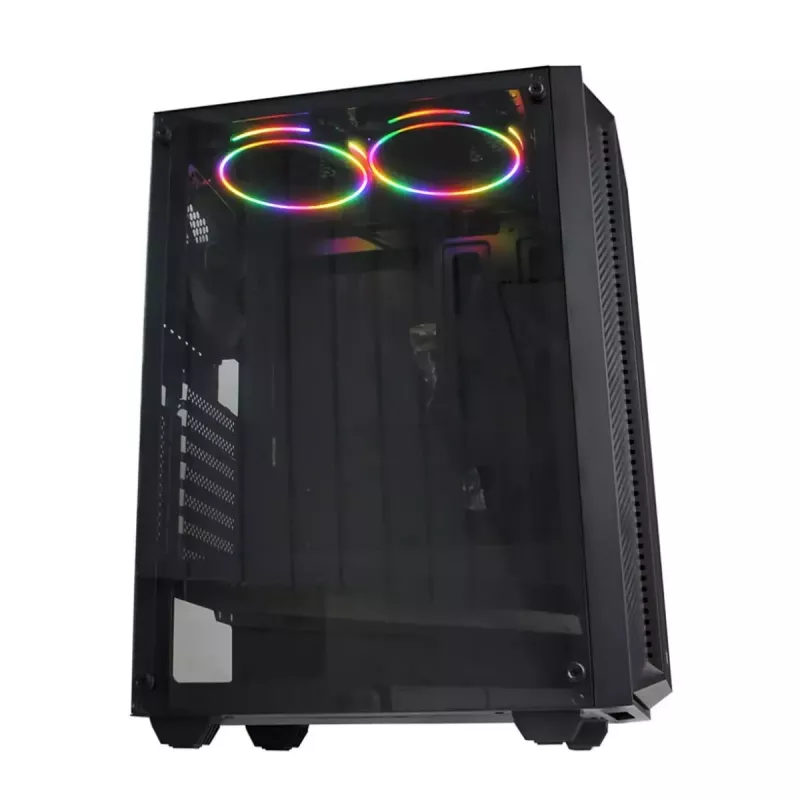 Korpusas IBOX CETUS 906 Midi Tower Juodas — ATX/mATX, 460×210×350 mm, 29 cm GPU, 7 diskai, RGB ventiliatoriai