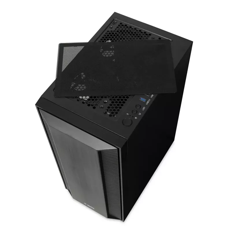 Korpusas IBOX CETUS 906 Midi Tower Juodas — ATX/mATX, 460×210×350 mm, 29 cm GPU, 7 diskai, RGB ventiliatoriai