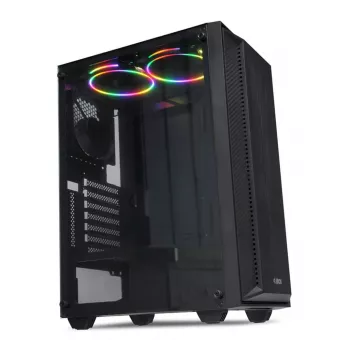 Korpusas IBOX CETUS 906 Midi Tower Juodas — ATX/mATX, 460×210×350 mm, 29 cm GPU, 7 diskai, RGB ventiliatoriai