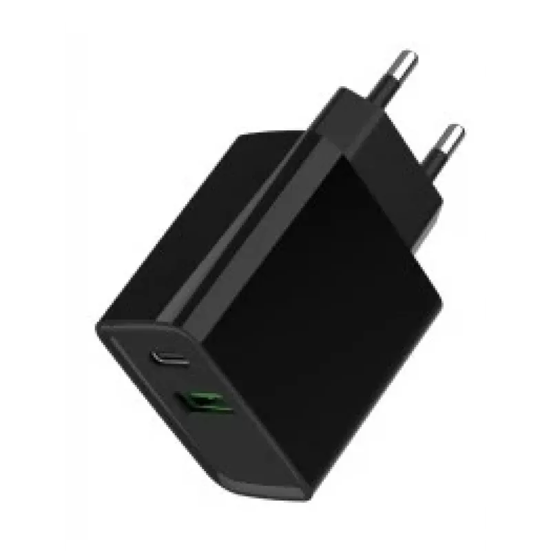 Gembird USB greitasis įkroviklis - Type A ir C 2 prievadai 20W - Juodas