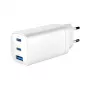 GEMBIRD USB greitasis įkroviklis – A ir C tipo 3 prievadai 65W, QC 3.0 ir PowerDelivery, GaN – Baltas