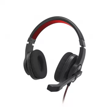 Ausinės Hama HS-USB400 V2 su mikrofonu, laidinės, juodos-raudonos, USB-A