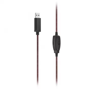 Ausinės Hama HS-USB400 V2 su mikrofonu, laidinės, juodos-raudonos, USB-A