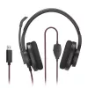 Ausinės Hama HS-USB400 V2 su mikrofonu, laidinės, juodos-raudonos, USB-A