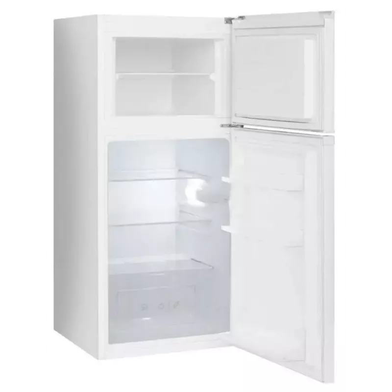 Šaldytuvas-šaldiklis AMICA FD2015.4(E) laisvai pastatomas, 215 L bendras – šaldytuvas 126 L, šaldiklis viršuje 41 L, baltas, LED, grūdinto stiklo lentynos