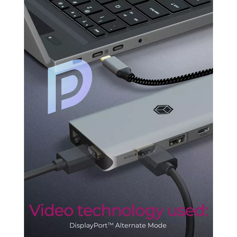 ICY BOX IB-DK4061-CPD belaidė stotelė USB 3.2 Gen 1 (3.1 Gen 1) Type-C pilka