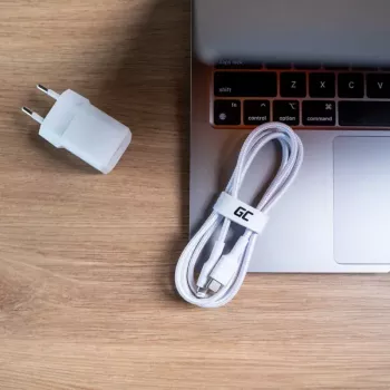 Laidas Green Cell Lightning į USB-C 1 m, 29 W, baltas, duomenų perdavimas 480 Mbps