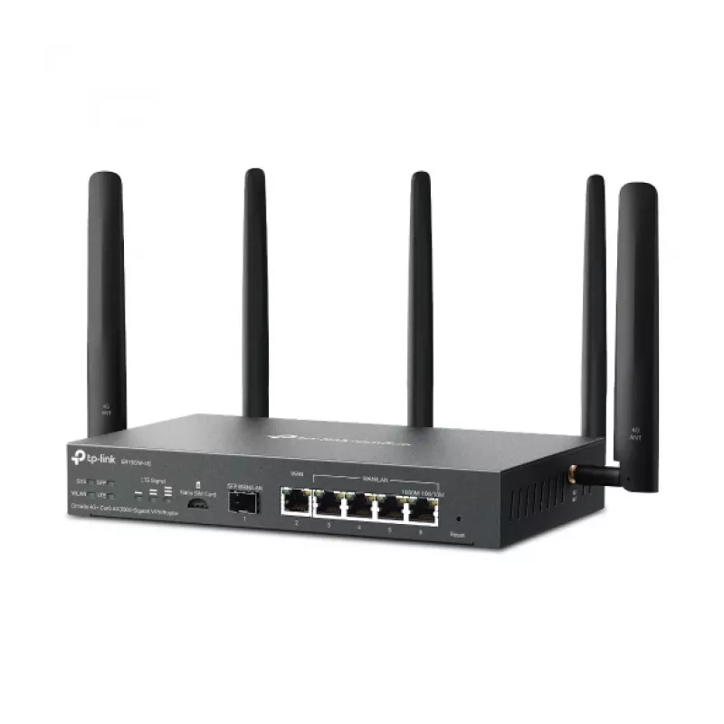 TP-Link Omada 4G+ Cat6 AX3000 Gigabit VPN maršrutizatorius, Wi-Fi 6 (802.11ax), Dual-band (2,4 GHz / 5 GHz), Ethernet LAN, 4G, juodas, stalinis/stiebinis