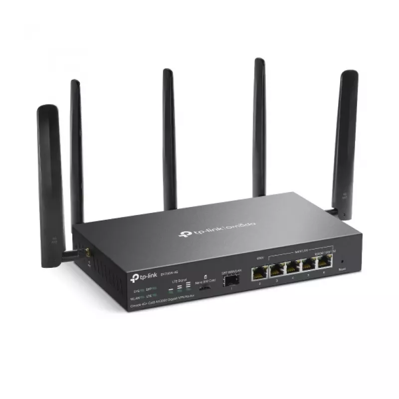 TP-Link Omada 4G+ Cat6 AX3000 Gigabit VPN maršrutizatorius, Wi-Fi 6 (802.11ax), Dual-band (2,4 GHz / 5 GHz), Ethernet LAN, 4G, juodas, stalinis/stiebinis